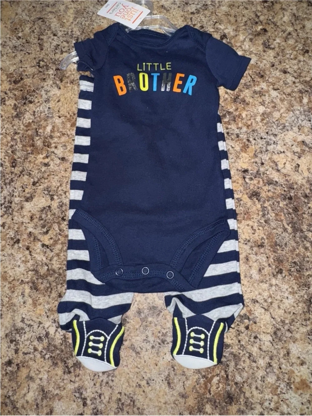 Carter's Just One You 3 Months Boy Bodysuit Set 2 Piece, NWT “Little Brother”